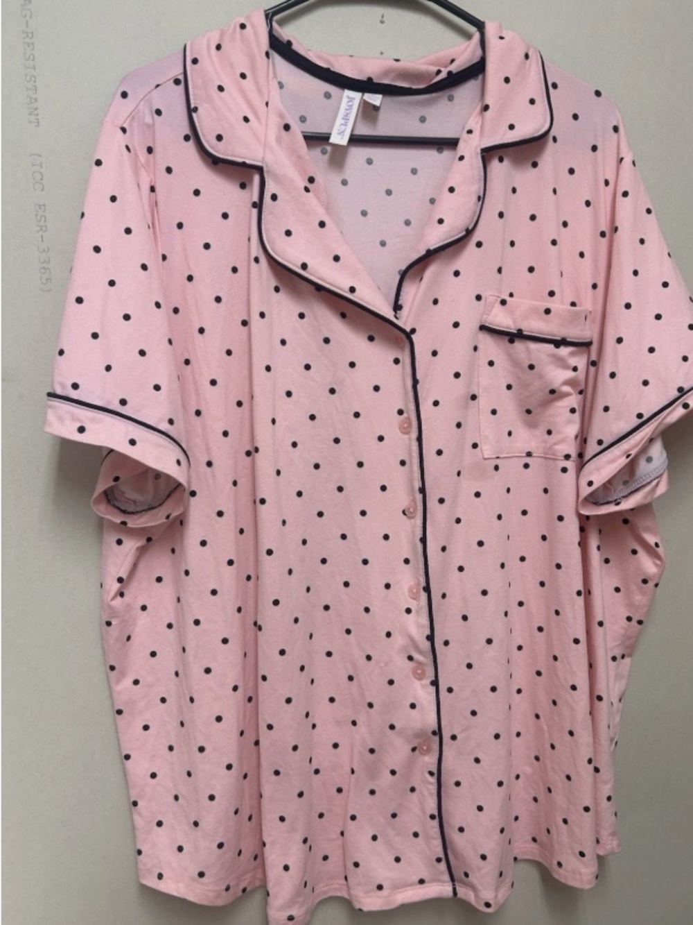 Women’s Pink Polka Dot Short Sleeve Pajama Top